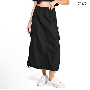 Love Tree Black Maxi Parachute Skirt